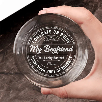 Couple - Congrats On Being My Husband From Your Wifey - Personalized Engraved Whiskey Glass - Makezbright Gifts