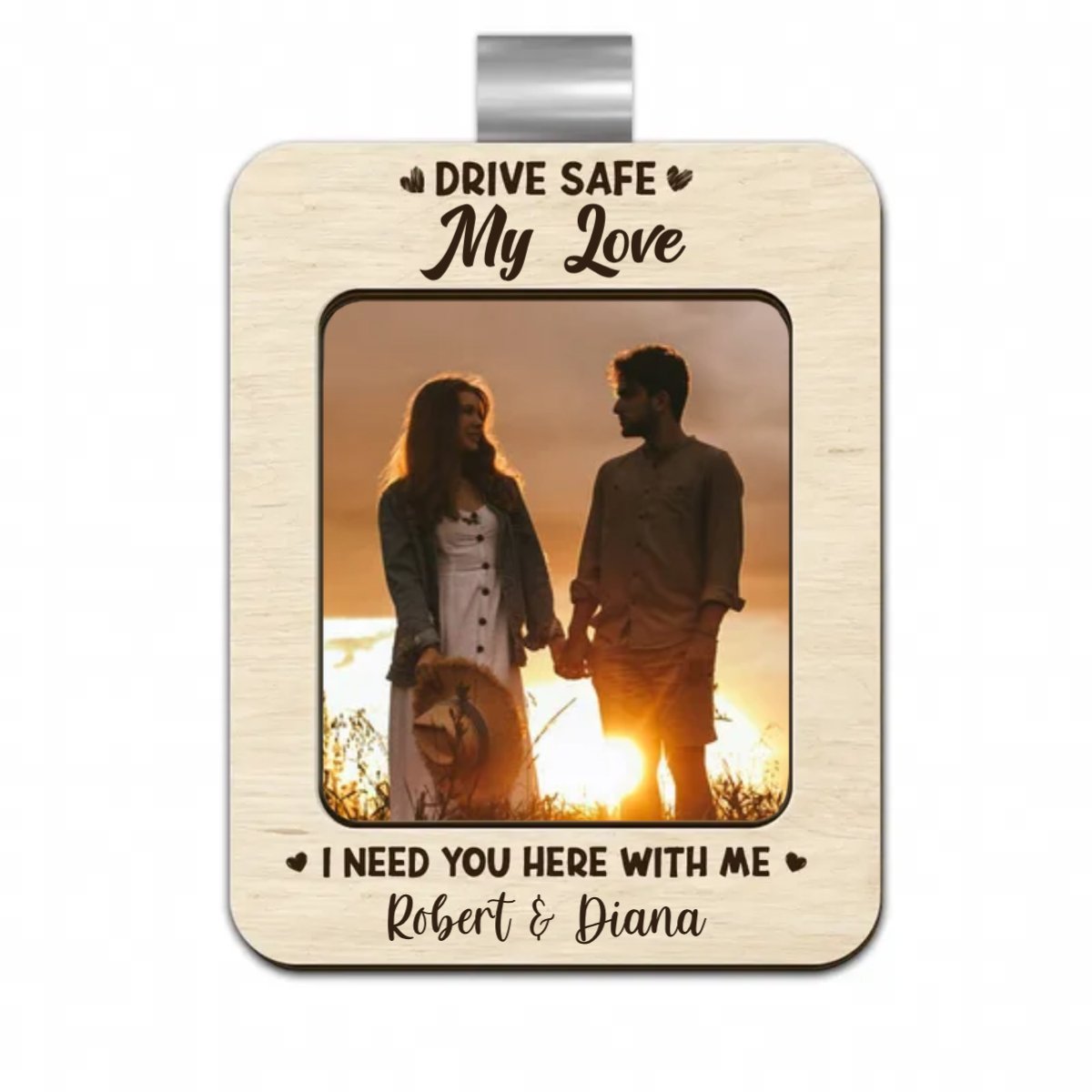 Couple - Custom Photo Drive Safe I Need You Here With Me - Personalized Custom Shaped Car Visor Clip - Makezbright Gifts