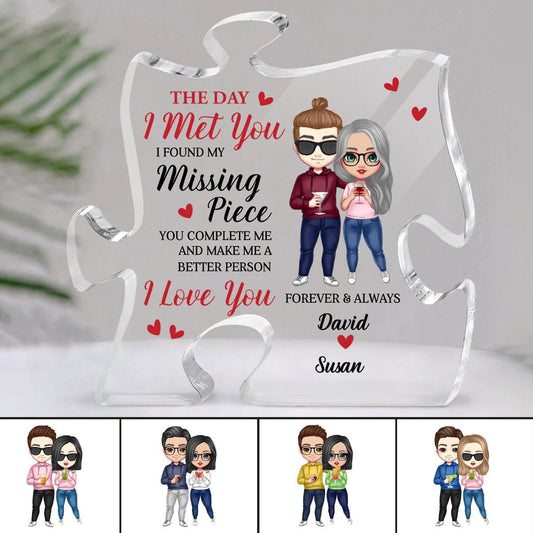 Couple - Doll Couple Found My Missing Piece Anniversary - Personalized Acrylic Plaque - Makezbright Gifts