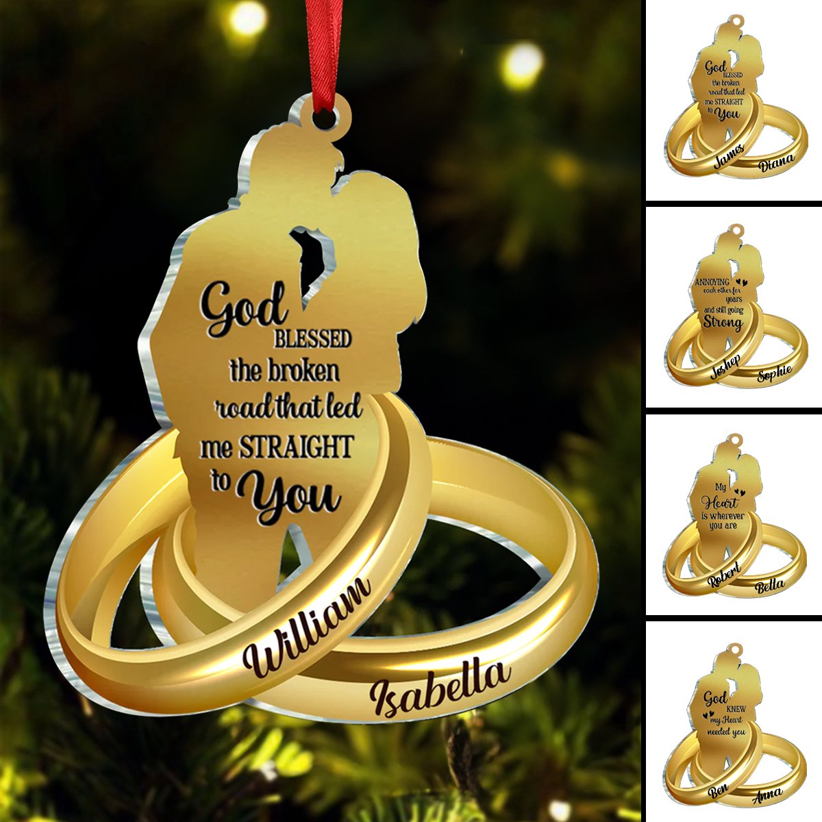 Couple - God Blessed The Broken Road That Led Me Straight To You - Personalized Ornament - Makezbright Gifts