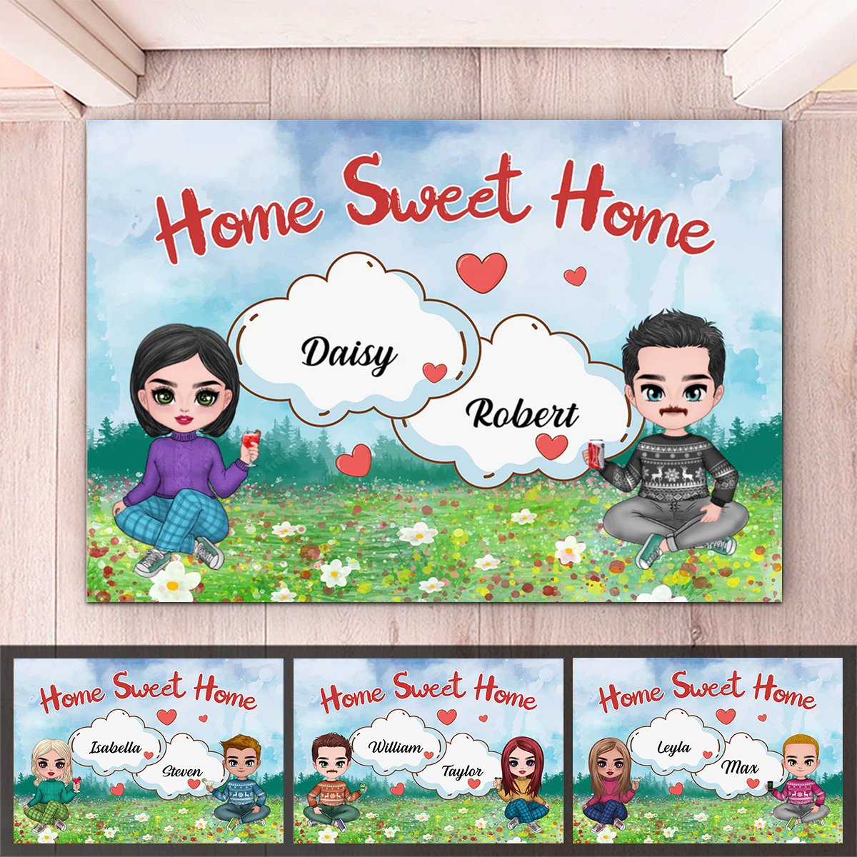 Couple - Home Sweet Home - Personalized Doormat - Makezbright Gifts