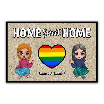 Couple - Home Sweet Home - Personalized Doormat - Gift For Wife Husband V1 - Makezbright Gifts