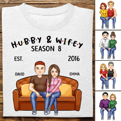 Couple - Hubby And Wifey Seasons - Personalized Unisex T - shirt - Makezbright Gifts