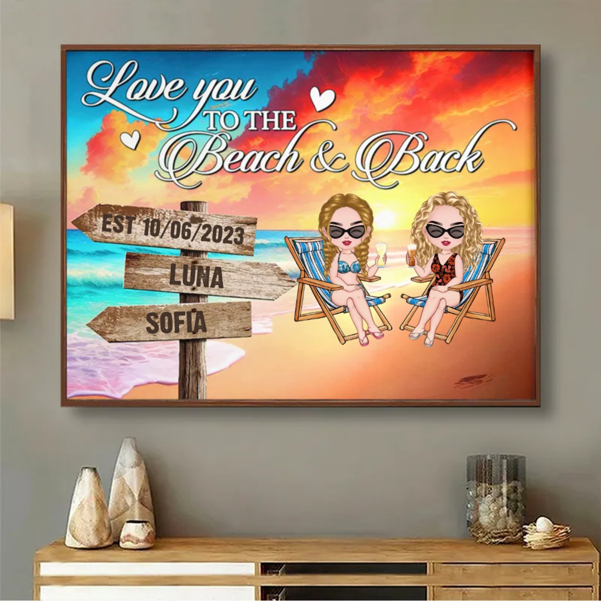 Couple - Love You To The Beach And Back - Personalized Poster - Makezbright Gifts