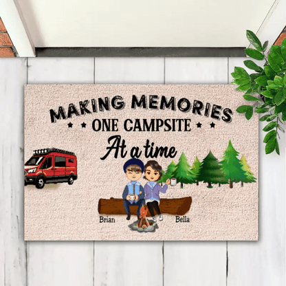 Couple - Making Memories One Campsite At A Time - Personalized Doormat - Makezbright Gifts