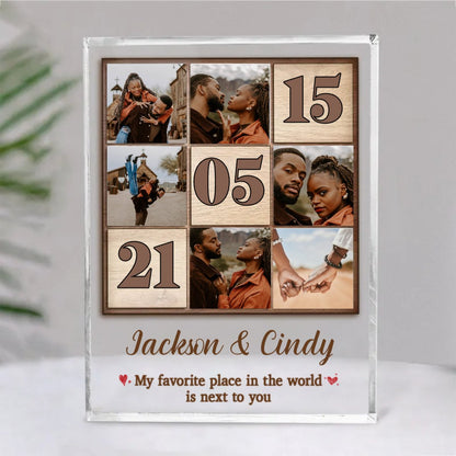 Couple - My Favorite Place In The World Is Next To You - Personalized Acrylic Plaque - Makezbright Gifts