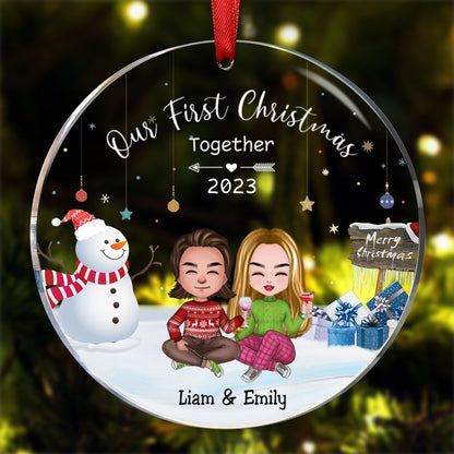 Couple - Our First Christmas Together - Personalized Acrylic Ornament - Makezbright Gifts