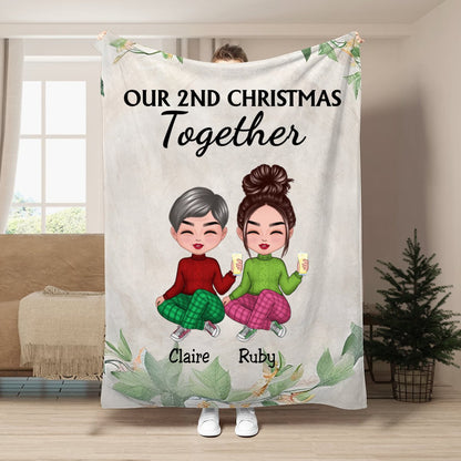 Couple - Our First Christmas Together - Personalized Blanket - Makezbright Gifts