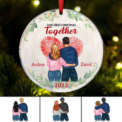 Couple - Our First Christmas Together - Personalized Circle Ornament (NM) - Makezbright Gifts