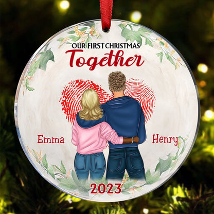 Couple - Our First Christmas Together - Personalized Circle Ornament (NM) - Makezbright Gifts