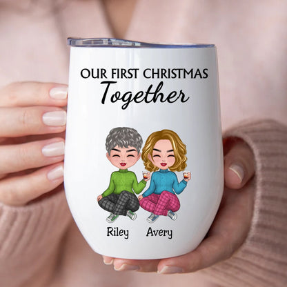 Couple - Our First Christmas Together - Personalized Wine Tumbler - Makezbright Gifts