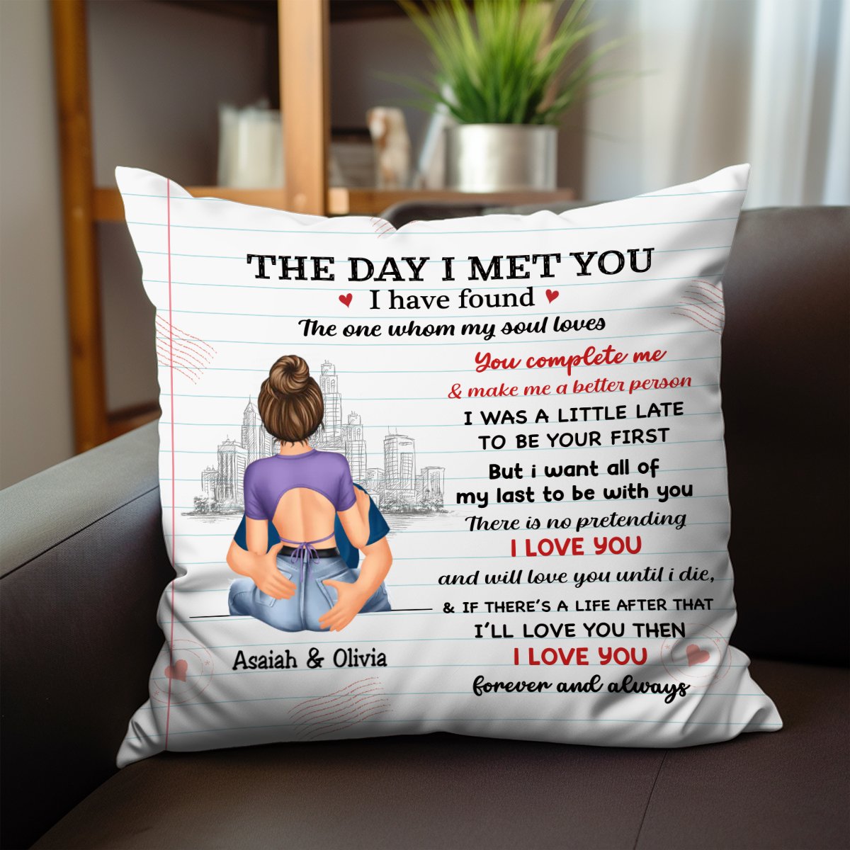 Couple - The Day I Met You I Have Found The One Whom My Soul Loves - Personalized Pillow - Makezbright Gifts