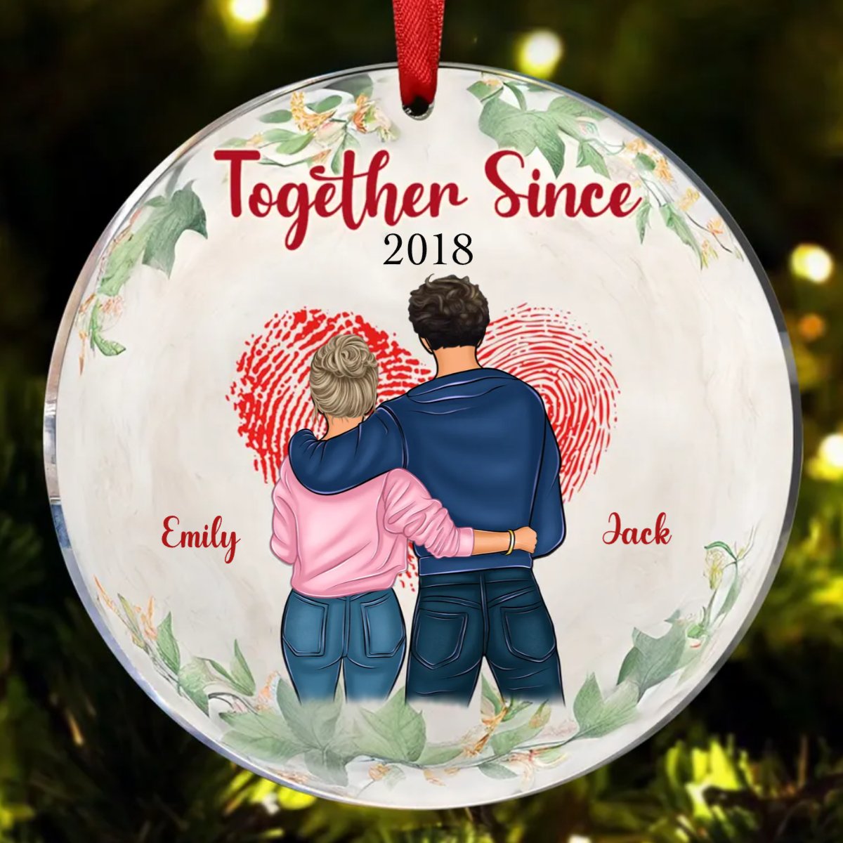 Couple - Together Since Husband And Wife - Personalized Circle Ornament - Makezbright Gifts