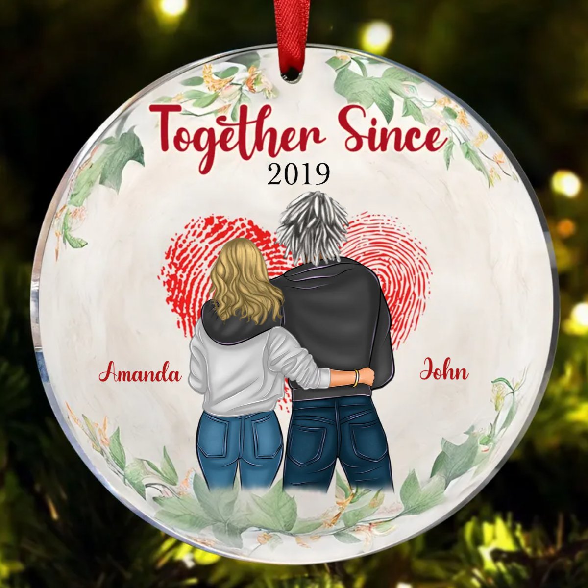 Couple - Together Since Husband And Wife - Personalized Circle Ornament - Makezbright Gifts