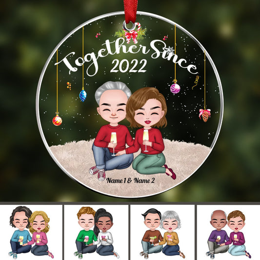 Couple - Together Since - Personalized Acrylic Circle Ornament - Makezbright Gifts