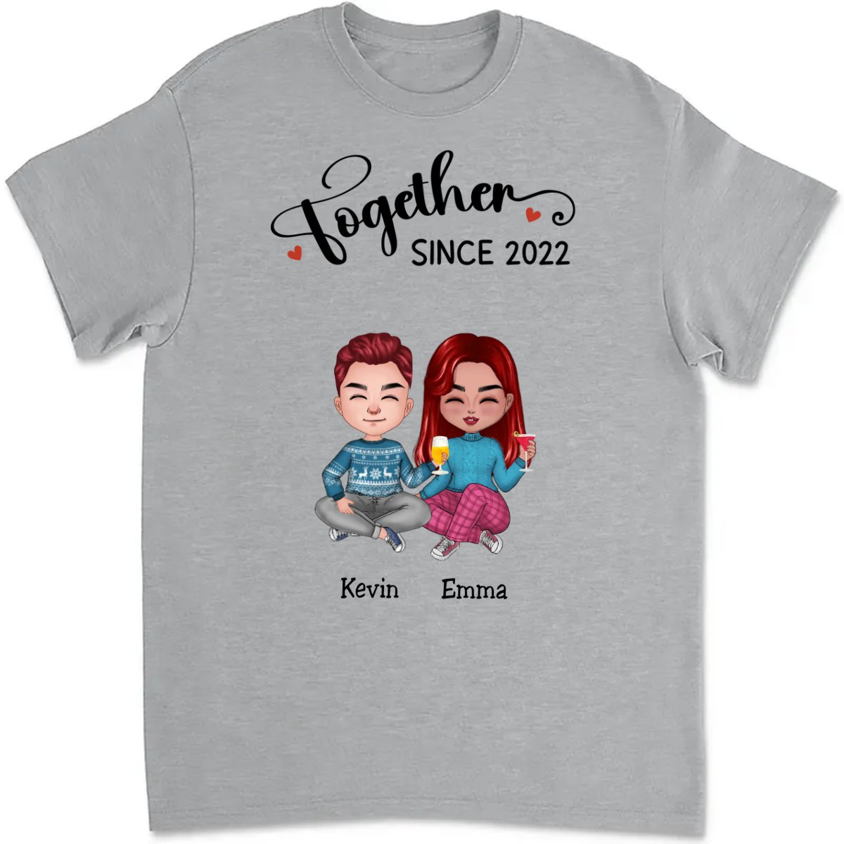 Couple - Together Since - Personalized T - Shirt - Makezbright Gifts