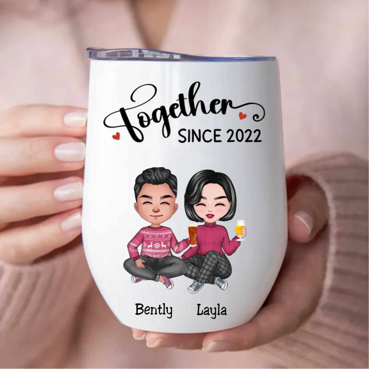 Couple - Together Since - Personalized Wine Tumbler - Makezbright Gifts