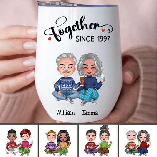 Couple - Together Since - Personalized Wine Tumbler - Makezbright Gifts