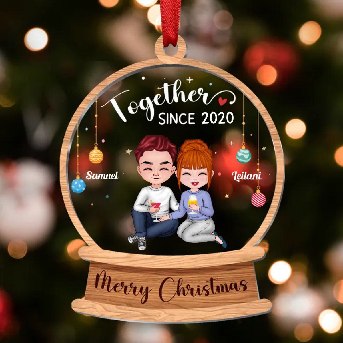 Couple - Together Since - Personalized Wood And Acrylic Ornament - Makezbright Gifts