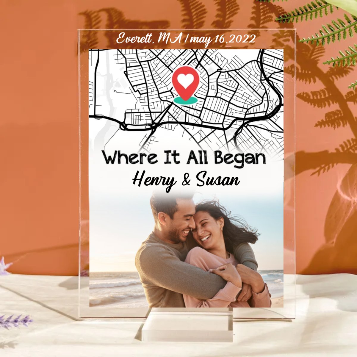 Couple - Where It All Began Location Map - Personalized Acrylic Photo Plaque - Makezbright Gifts