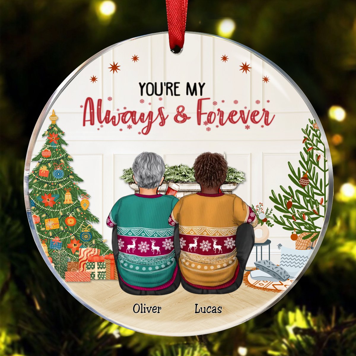 Couple - You're My Always & Forever - Personalized Acrylic Circle Ornament - Makezbright Gifts