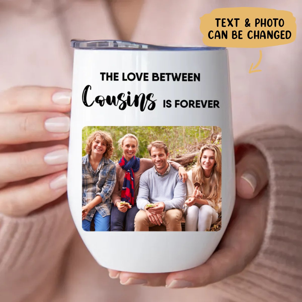 Cousins - The Love Between Cousins Is Forever - Personalized Wine Tumbler - Makezbright Gifts