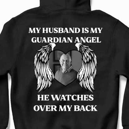 Custom Photo My Dad Is My Guardian Angel Memorial - Personalized T Shirt - Makezbright Gifts