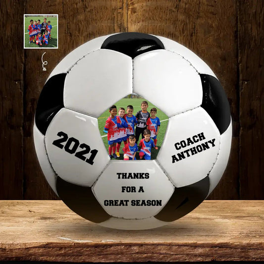 Custom Photo Thanks For A Great Season - Personalized Soccer Ball - Makezbright Gifts