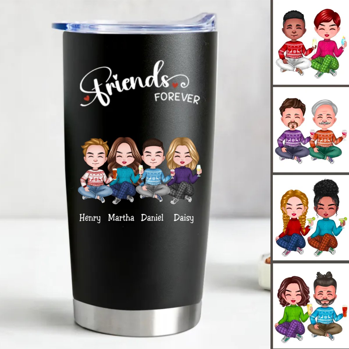 Customized 20oz Stainless Steel Tumbler - Friends Forever Edition - Makezbright Gifts