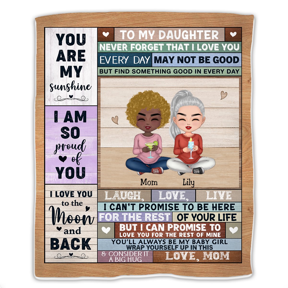 Daughter - I Love You To The Moon And Back - Personalized Blanket (Ver. 2) - Makezbright Gifts