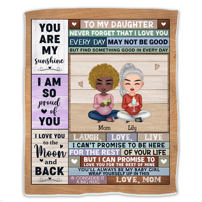 Daughter - I Love You To The Moon And Back - Personalized Blanket (Ver. 2) - Makezbright Gifts