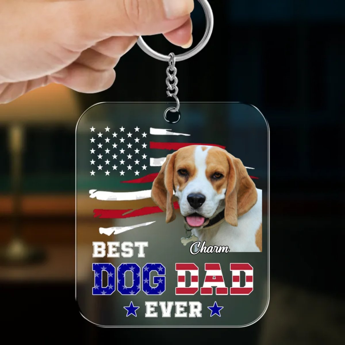 Dog Lovers - Custom Photo Ultimate Dog Dad - Personalized Acrylic Keychain - Makezbright Gifts