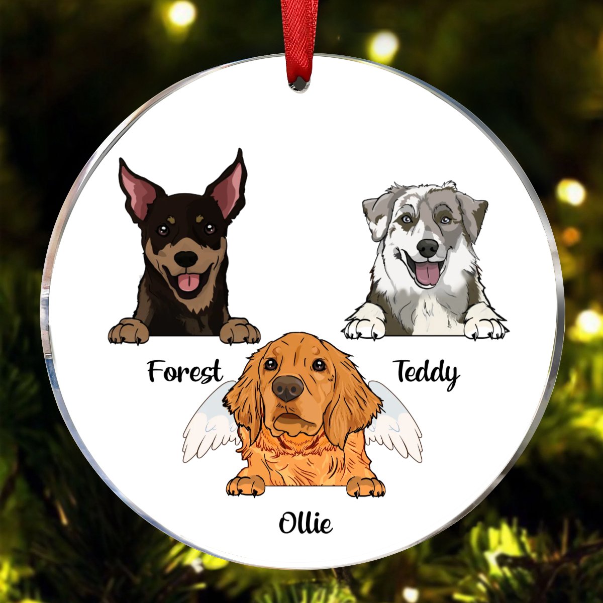 Dog Lovers - Dog Christmas - Personalized Circle Ornament - Makezbright Gifts