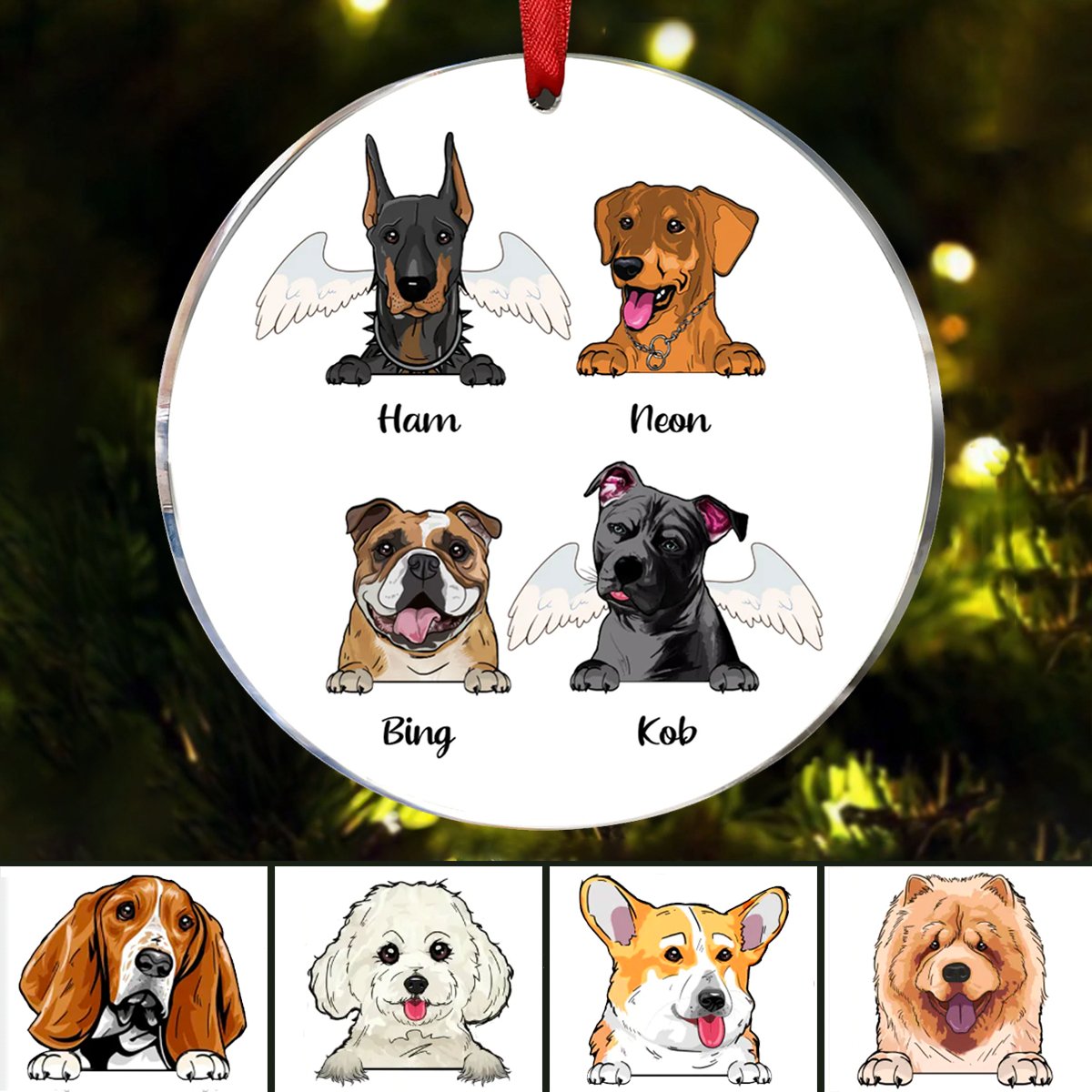 Dog Lovers - Dog Christmas - Personalized Circle Ornament - Makezbright Gifts