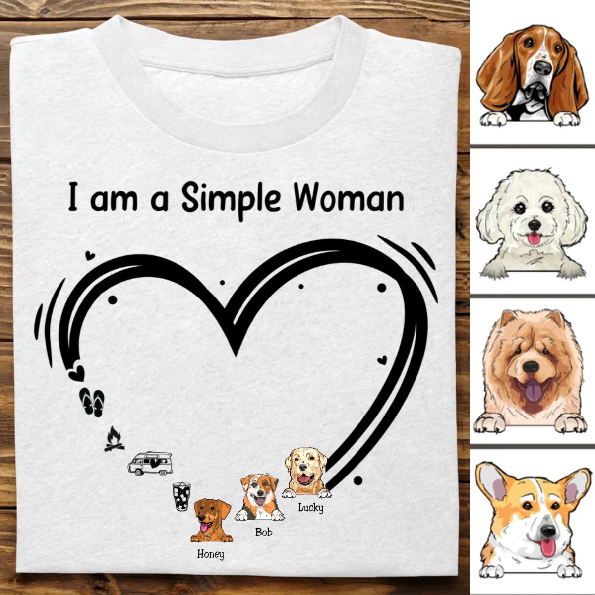 Dog Lovers - I Am A Simple Woman Camping Dog - Personalized Unisex T - Shirt - Makezbright Gifts