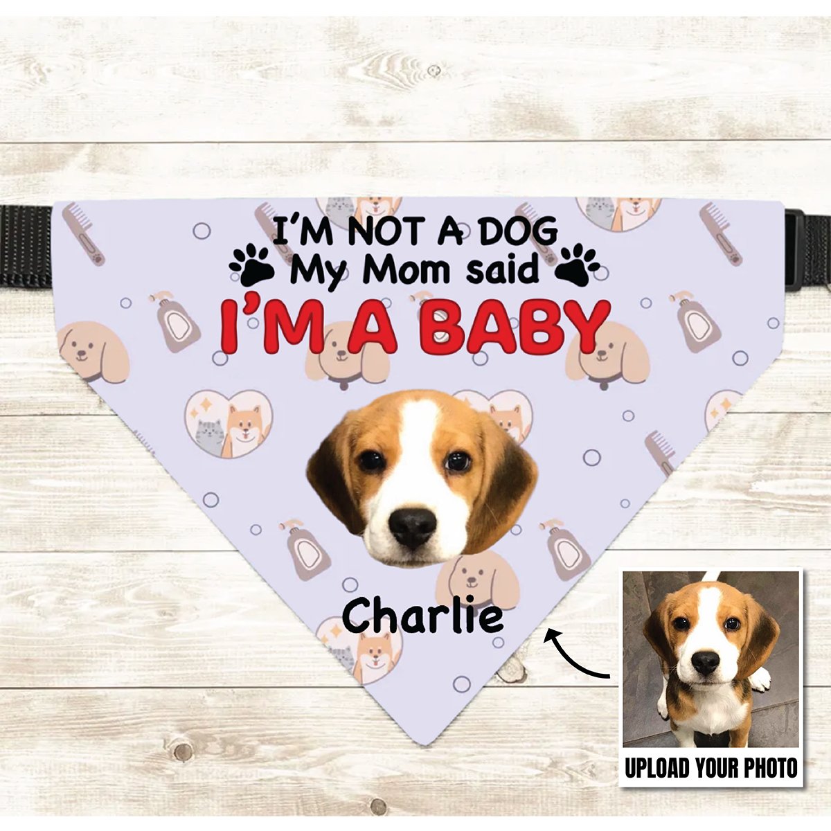 Dog Lovers - I'm Not A Dog My Mom Said I'm A Baby - Personalized Bandana Collar (HJ) - Makezbright Gifts