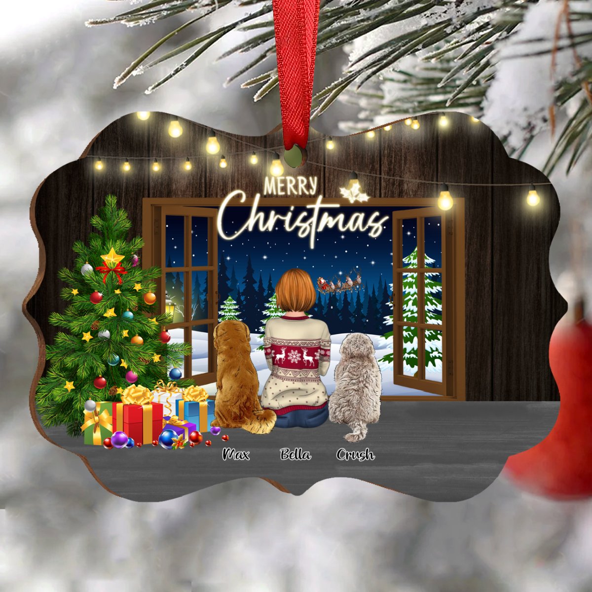 Dog Lovers - Merry Christmas - Personalized Acrylic Ornament - Makezbright Gifts