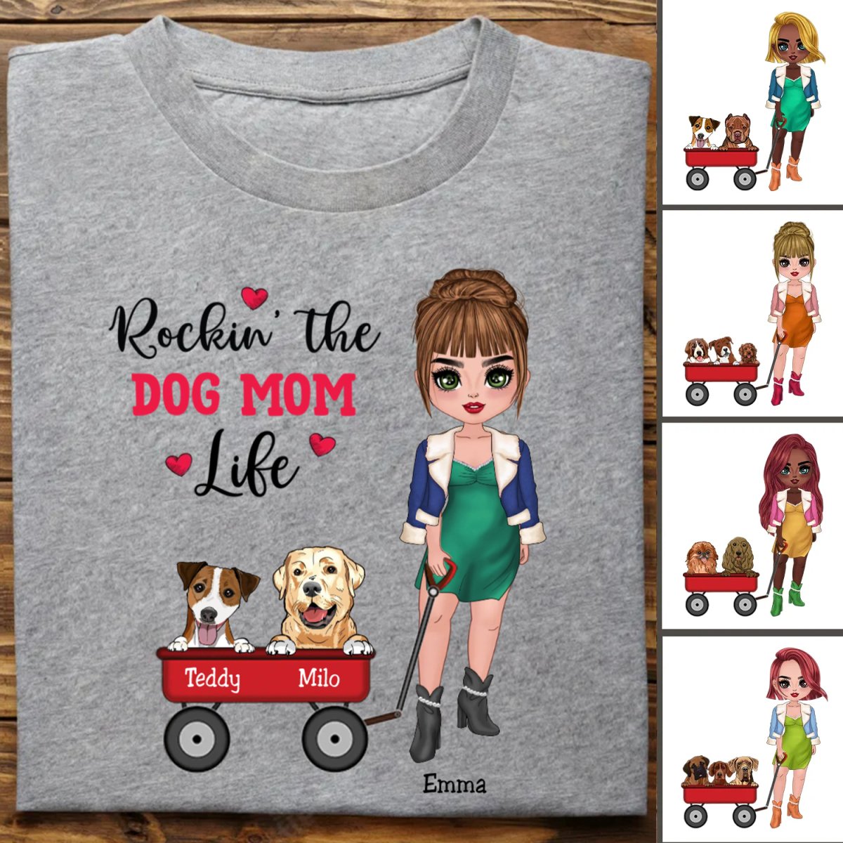 Dog Lovers - Rockin' The Dog Mom Life - Personalized T - Shirt - Makezbright Gifts