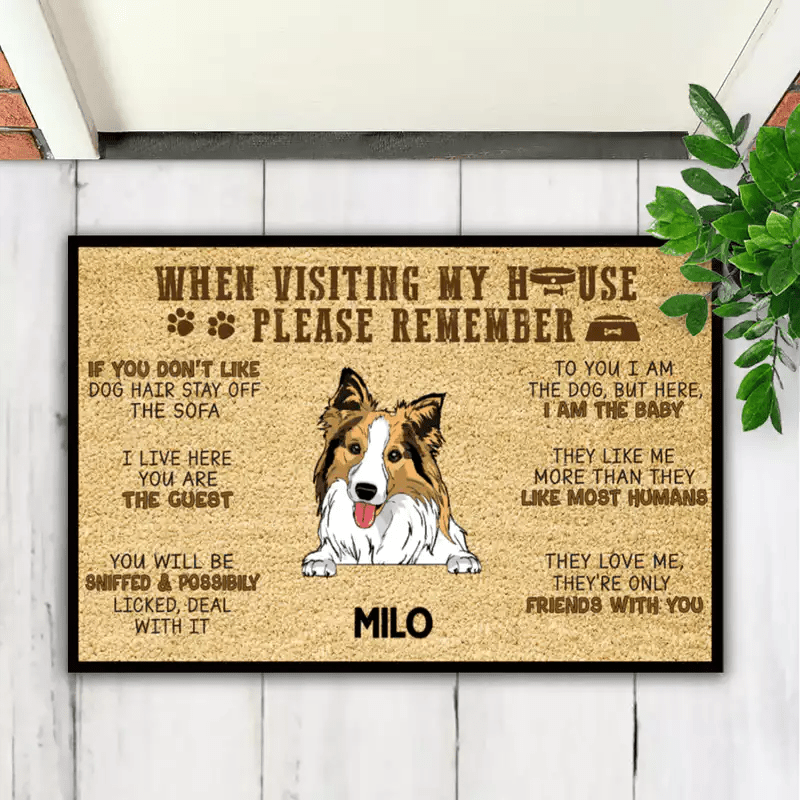 Dog Lovers - When Visit My House Please Remember - Personalized Doormat (Ver 2) - Makezbright Gifts