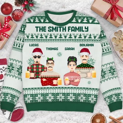 Flat Art - Christmas Gift For Bestie, Friend, Sibling, Family - Personalized Unisex Ugly Sweater