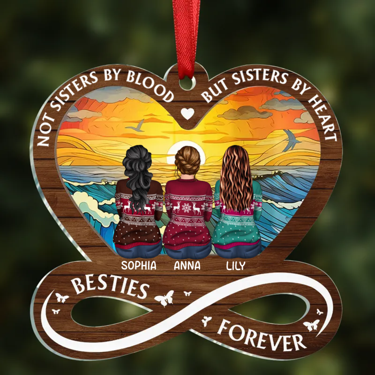 Not Sisters By Blood But Sisters By Heart - Personalized Acrylic Ornament