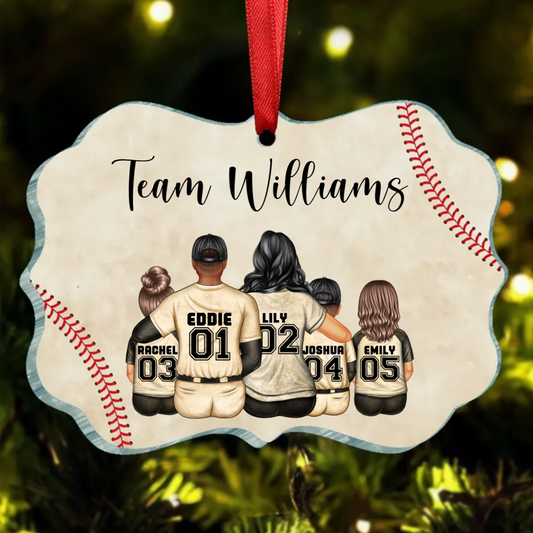 Baseball Family Team Sitting Personalized Acrylic Ornament, Christmas Decoration