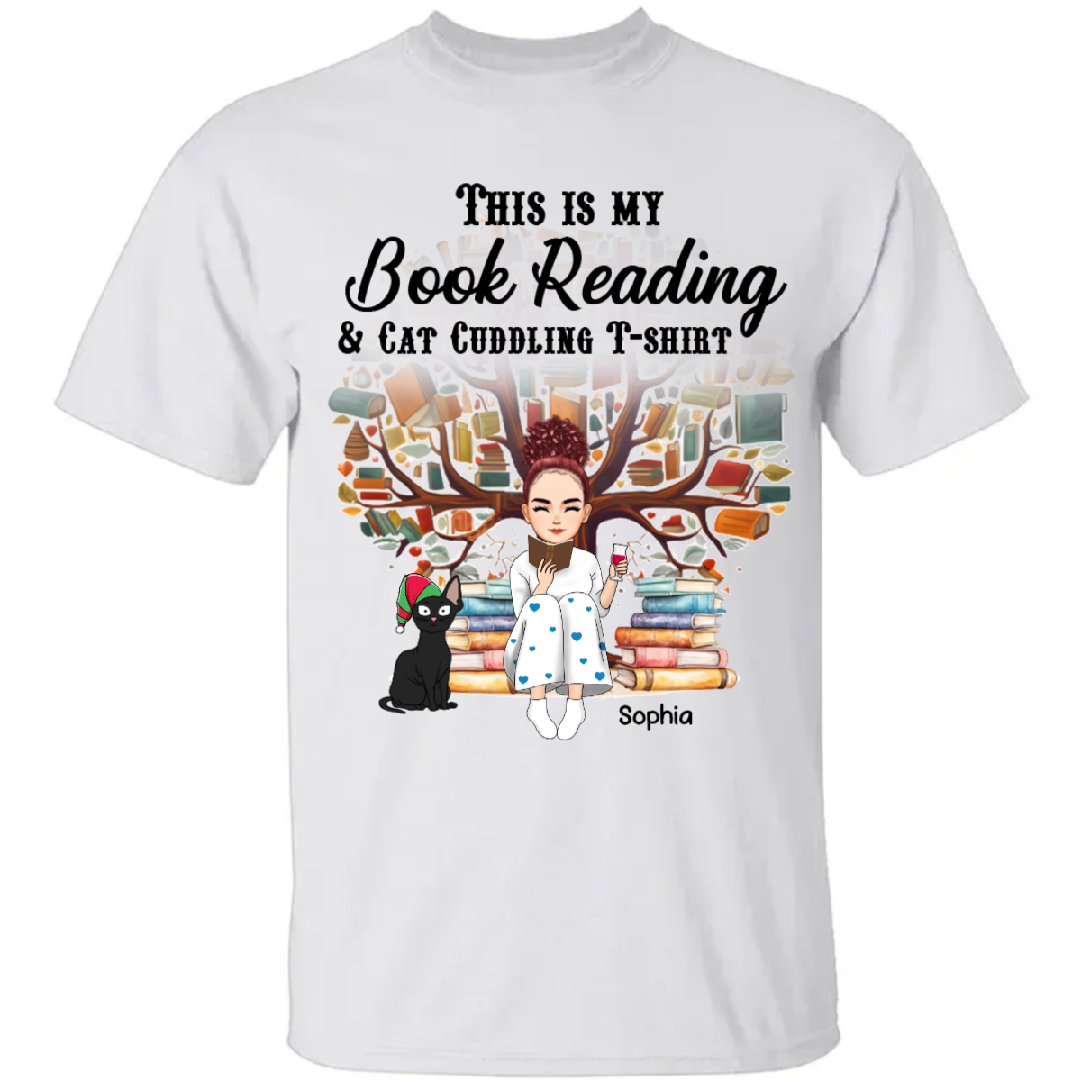 Book Reading & Cat Cuddling T Shirt - Personalized T Shirt