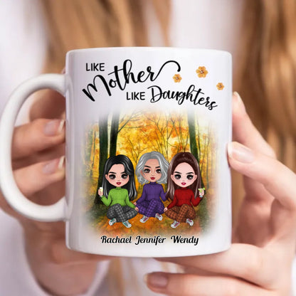 Fall Season Doll Like Mother Like Daughters Sitting - Personalized Mug - Makezbright Gifts