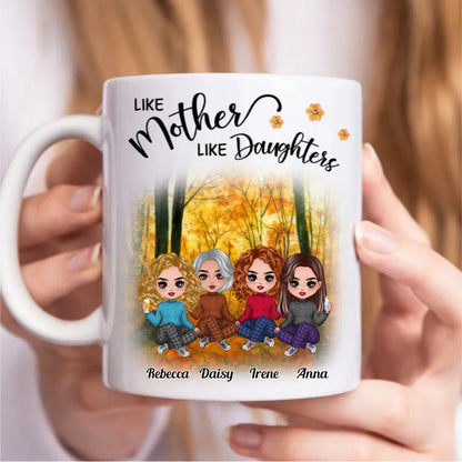 Fall Season Doll Like Mother Like Daughters Sitting - Personalized Mug - Makezbright Gifts