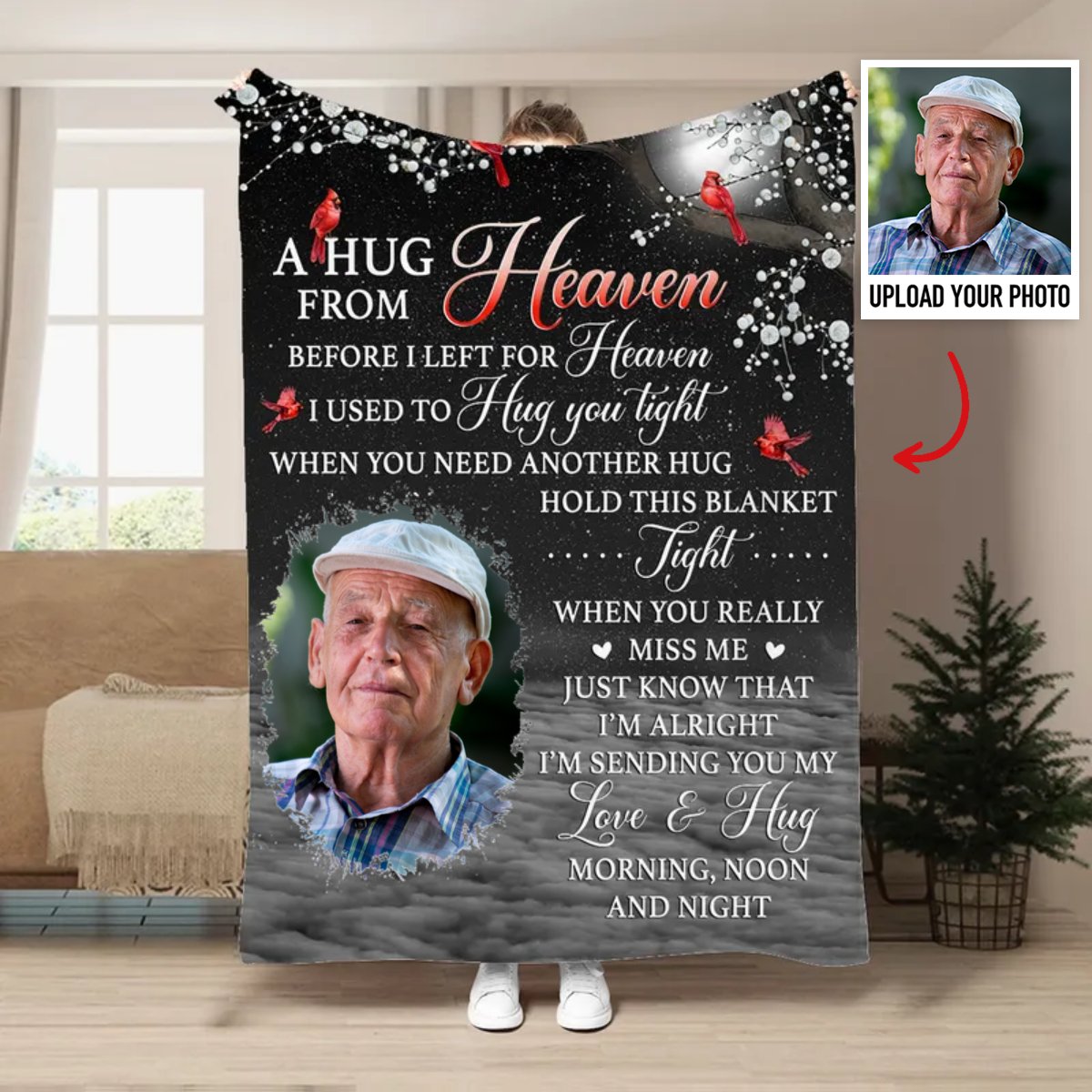 Family - A Hug From Heaven Before I Left For Heaven I Use To Hug You Tight - Personalized Blanket (NV) - Makezbright Gifts