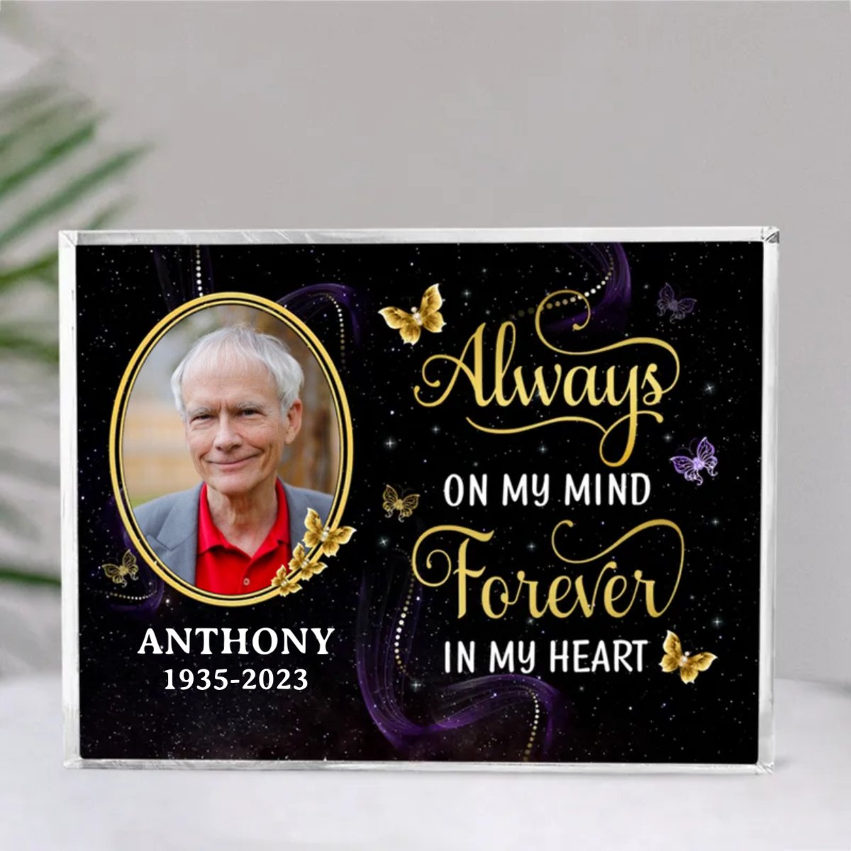 Family - Always On My Mind, Forever In My Heart - Personalized Rectangle Acrylic Plaque - Makezbright Gifts