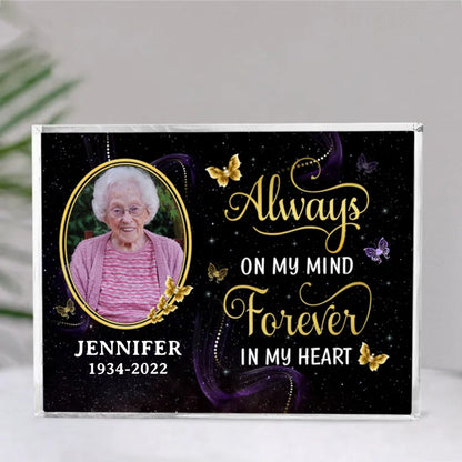 Family - Always On My Mind, Forever In My Heart - Personalized Rectangle Acrylic Plaque - Makezbright Gifts