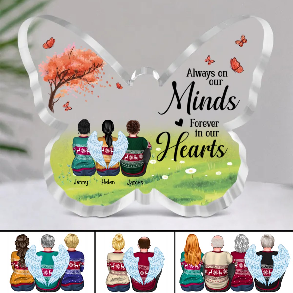 Family - Always On Our Minds, Forever In Our Hearts - Personalized Acrylic Plaque (Ver. 2) - Makezbright Gifts