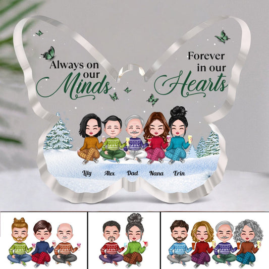 Family - Always On Our Minds, Forever In Our Hearts - Personalized Butterfly Acrylic Plaque (NM) - Makezbright Gifts